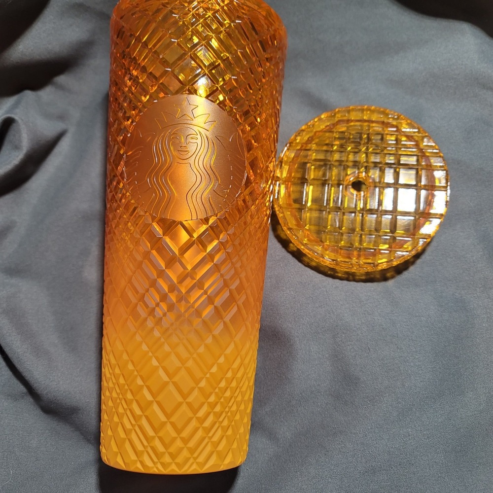 Starbucks 2021 Holiday Season Studded Yellow Grid Cold Cup Venti Tumbler 24oz‎